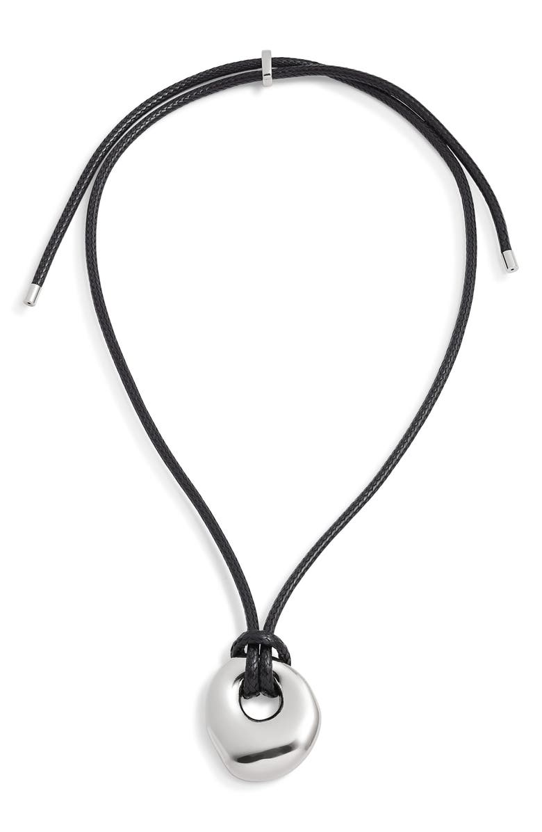 Open Edit Pendant Slider Necklace, Main, color, Black- Silver