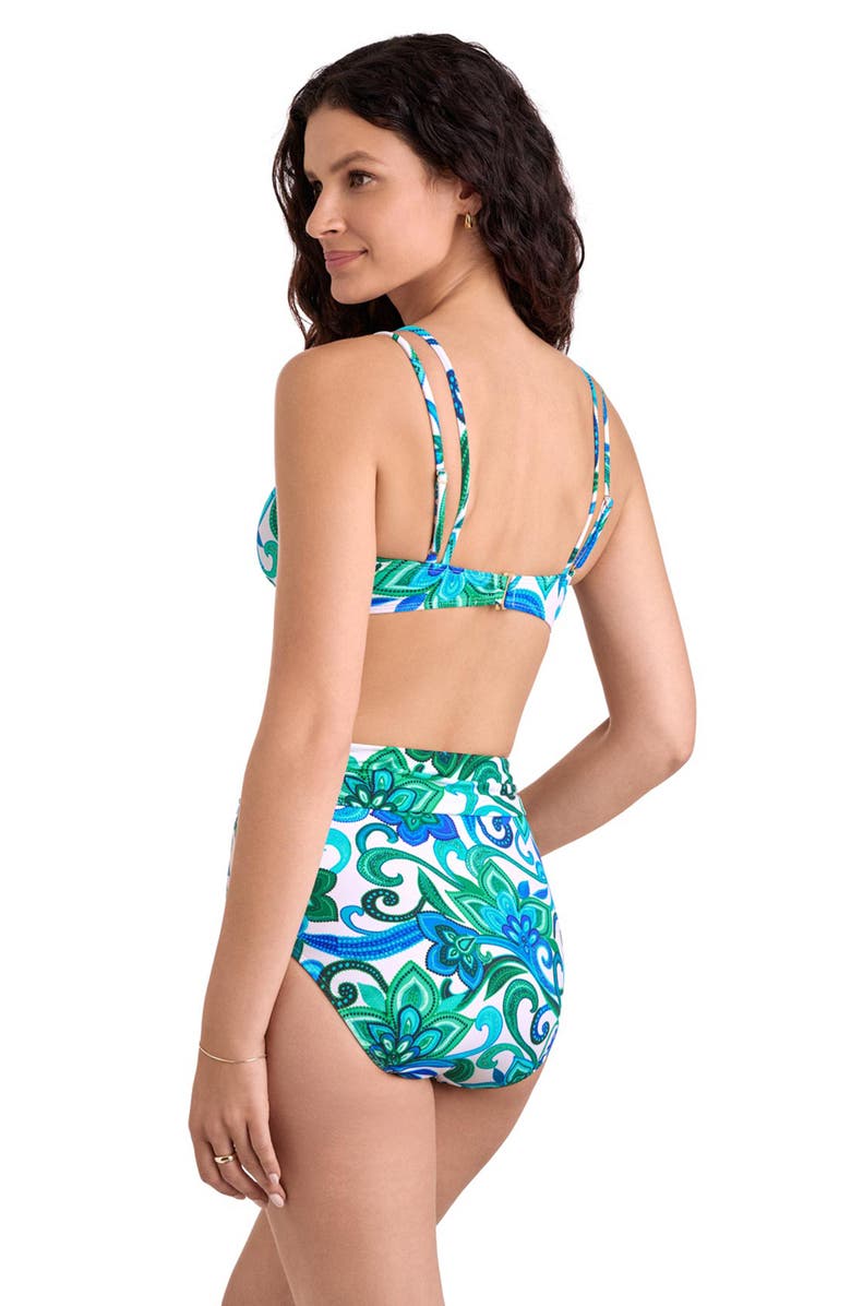 ShapeSolver Clare Twist Double-Strap Underwire Bralette Swimsuit Top, Alternate, color, Imperial Paisley