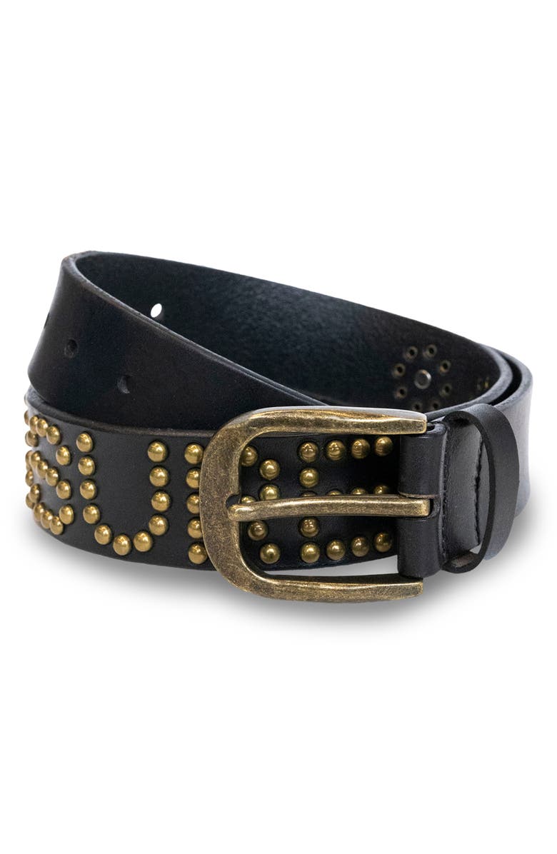 PLEASURES Studded Leather Belt, Main, color, 