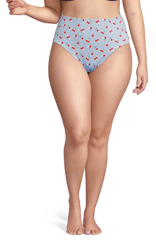 LANDS' END LANDS' END RIBBED SMOOTHING HIGH WAISTED BIKINI BOTTOMS