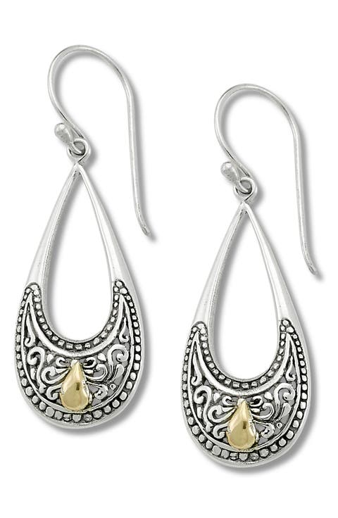 Sterling Silver & 18K Gold Drop Earrings