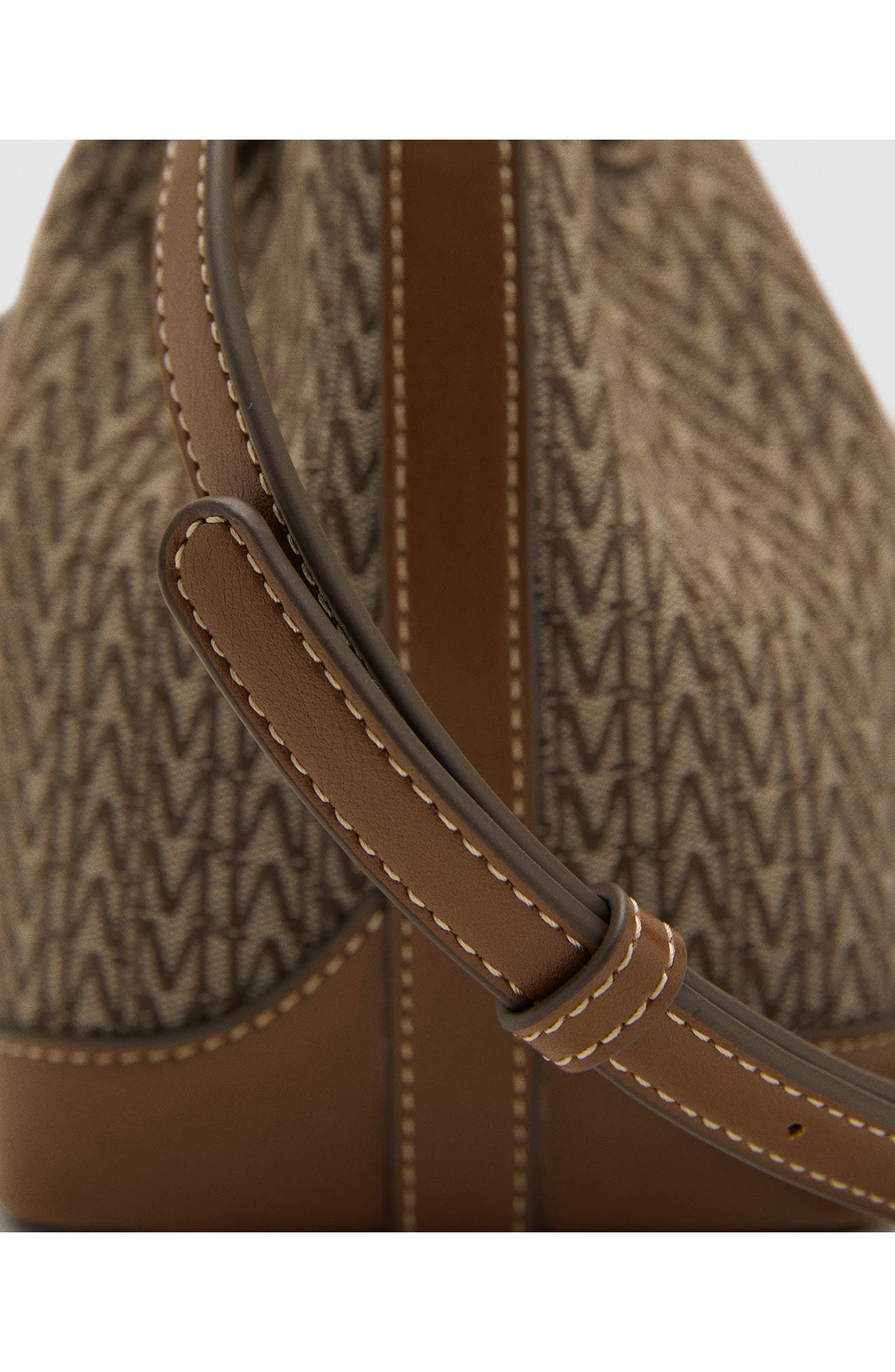 MANGO Small Logo Jacquard Bucket Bag, Alternate, color, 