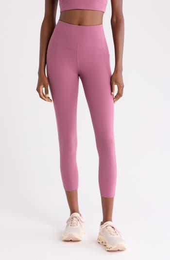 Zella Studio Luxe High Waist Pocket Crop Leggings In Purple