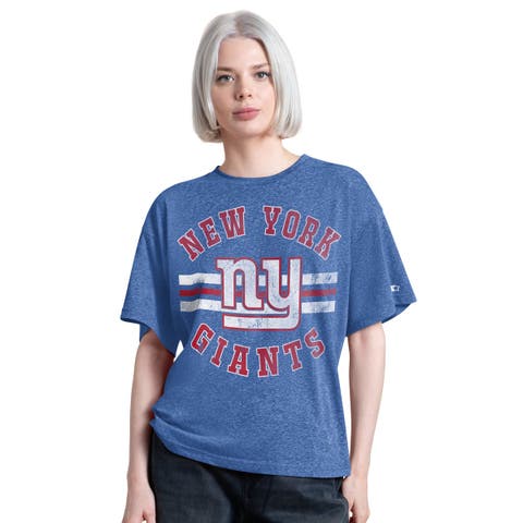 Women's Starter  Royal New York Giants Jump Shot Boyfriend Tri-Blend T-Shirt