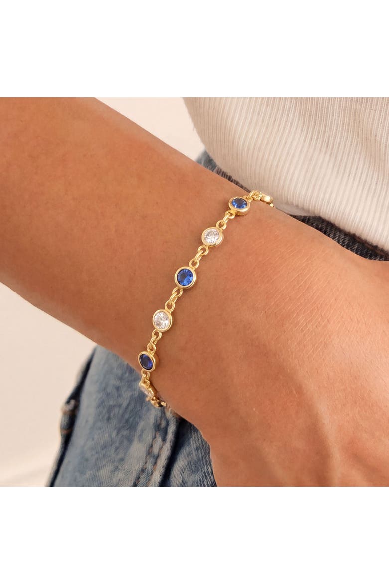 Blue CZ Alternating Bezel Station Bracelet, Alternate, color, Blue Cubic Zirconia