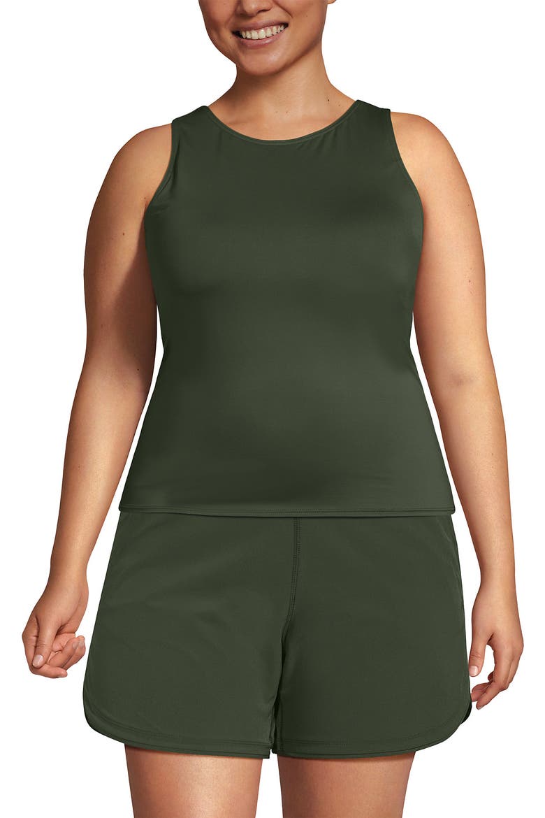 Plus Size DDD-Cup High Neck UPF 50 Modest Tankini Swimsuit Top, Alternate, color, Rich Olive Green