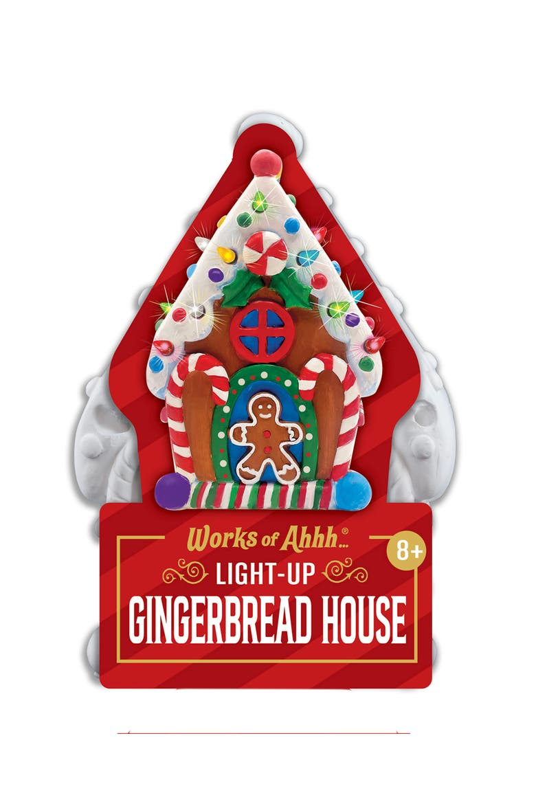 Gingerbread House Light-Up Plaster Kit, Main, color, Multicolor