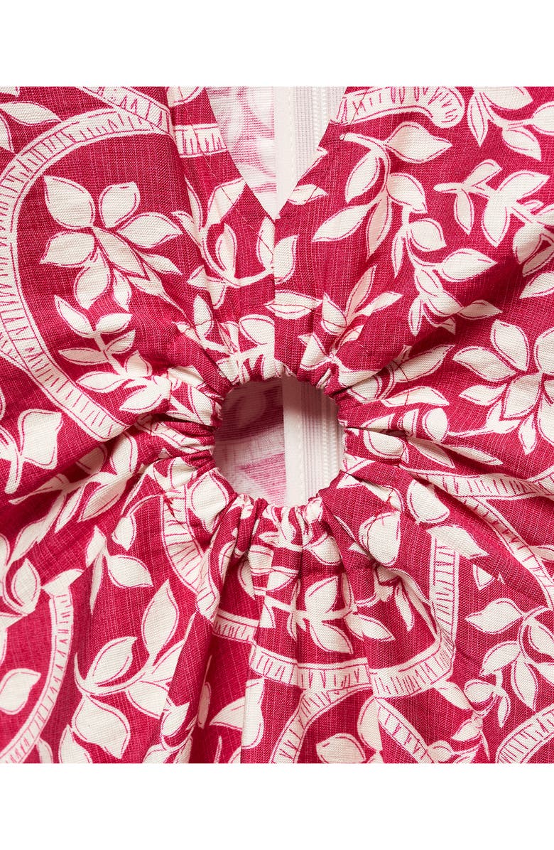 MANGO Cutout Detail Long Sleeve Floral Dress, Alternate, color, 