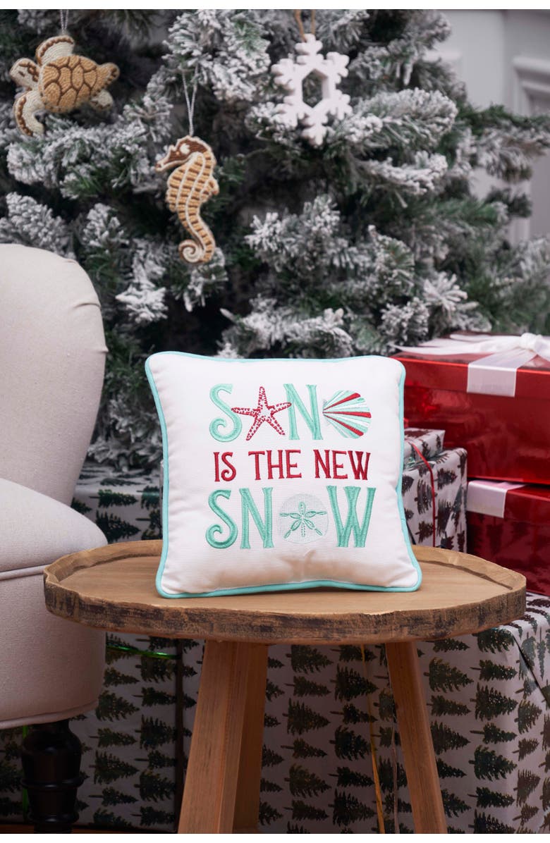 C&F Home Sand Is The New Snow Small Christmas Accent Pillow, 10" x 10", Alternate, color, White