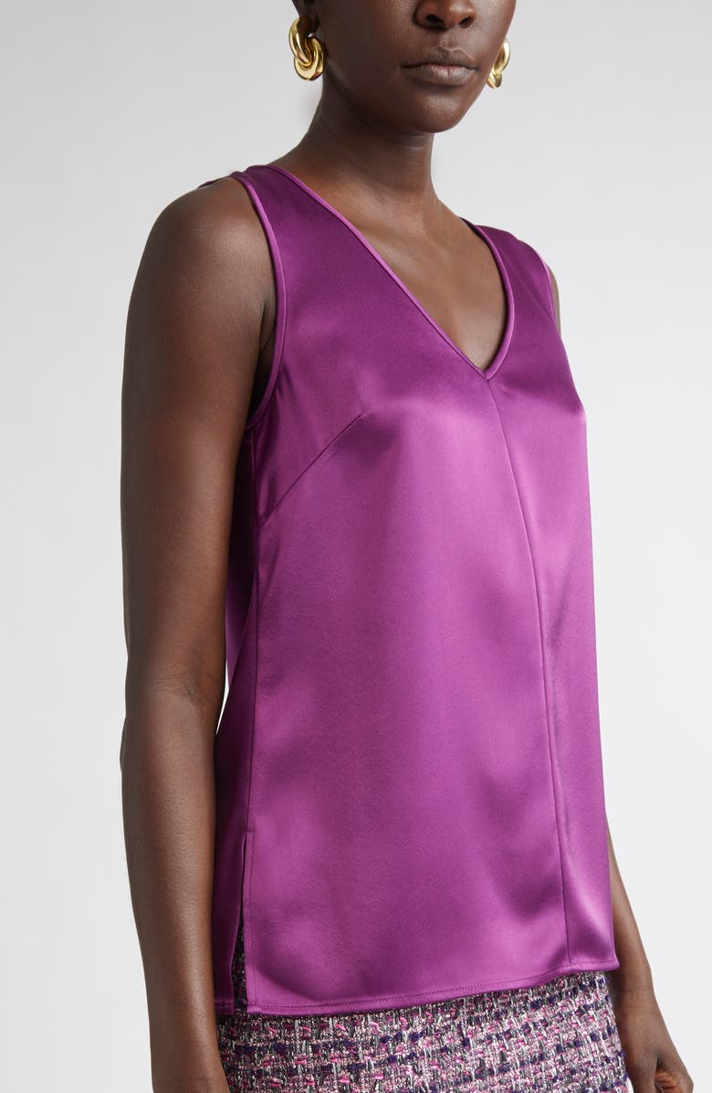 ST. JOHN Liquid Satin V-Neck Tank, Alternate, color, Boysenberry