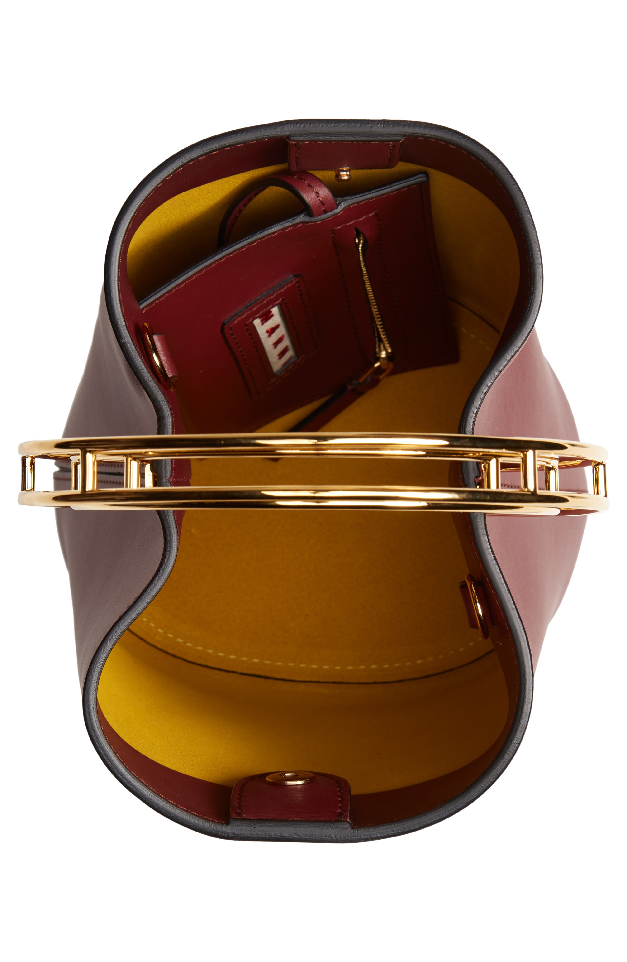 Marni Ring Handle Leather Bucket Bag, Alternate, color, 
