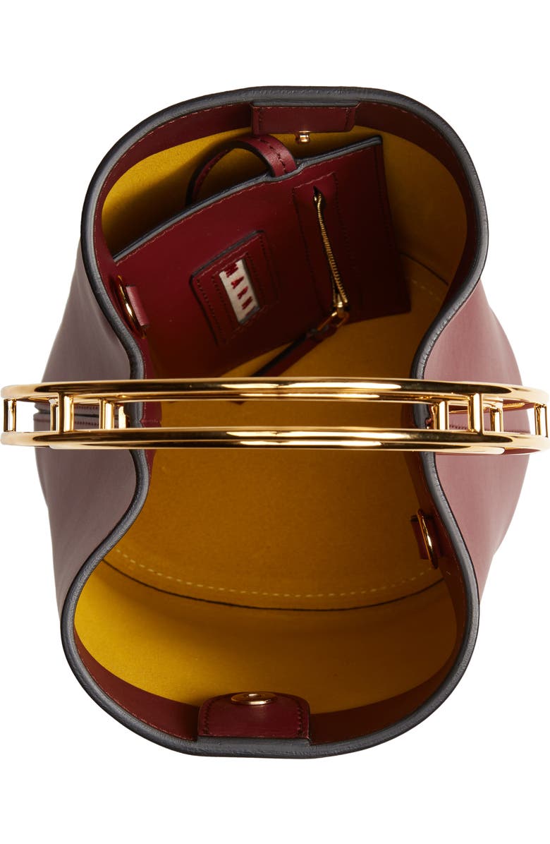 Marni Ring Handle Leather Bucket Bag, Alternate, color,