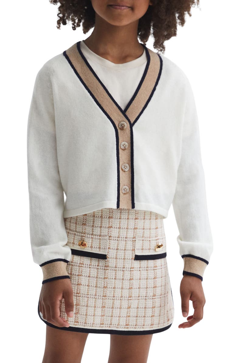 Reiss Kids' Mimi Jr. Cotton Blend Bouclé Skirt, Alternate, color, 