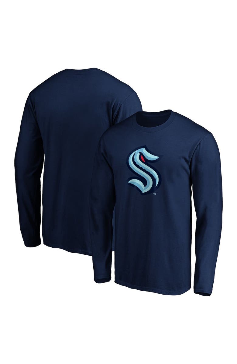 FANATICS Men's Fanatics Branded Navy Seattle Kraken Primary Logo Long Sleeve T-Shirt, Main, color,
