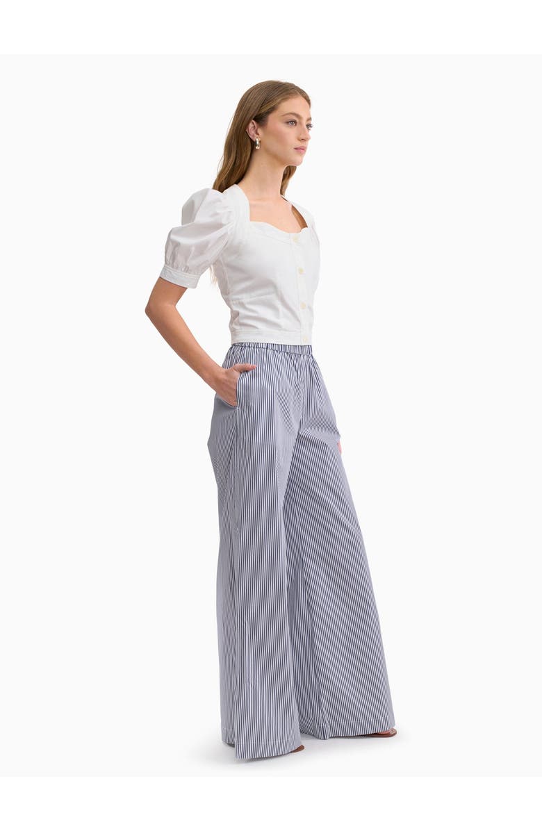 Rebecca Taylor Joselene Poplin Pant, Alternate, color, Navy Stripe