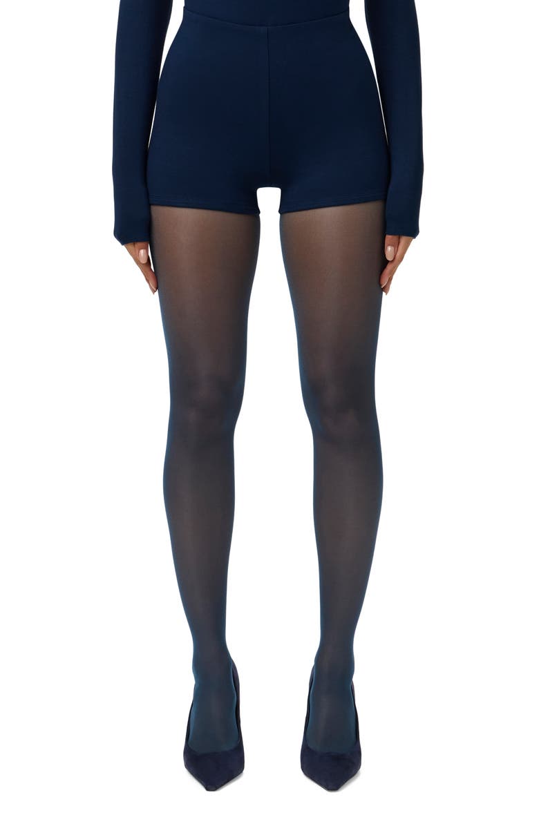 Naked Wardrobe Butter Scoop Waist Hot Shorts, Main, color, Navy Blue