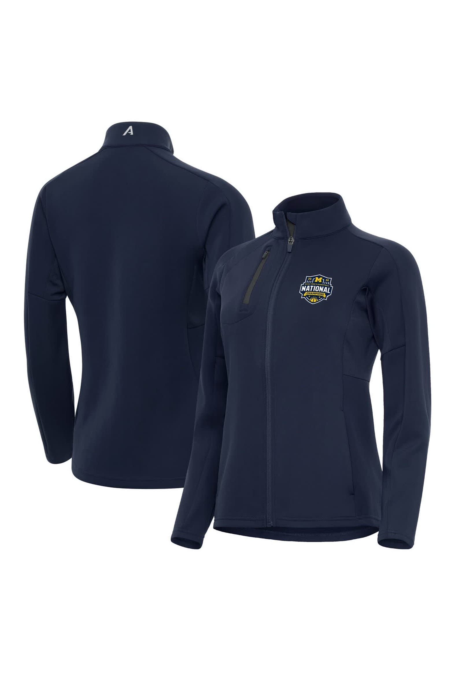 Zipper Code Jacket Women's Antigua Navy Michigan Wolverines 2026 NCAA Men's Basketball ...