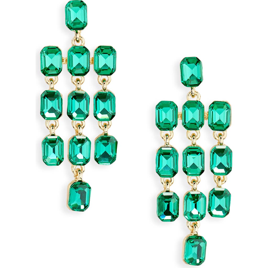 Nordstrom Chunky Crystal Chandelier Earrings In Emerald- Gold
