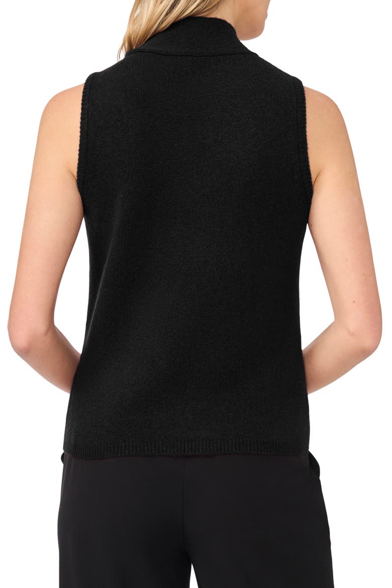 Tie Neck Rib Sleeveless Sweater, Alternate, color, RICH BLACK