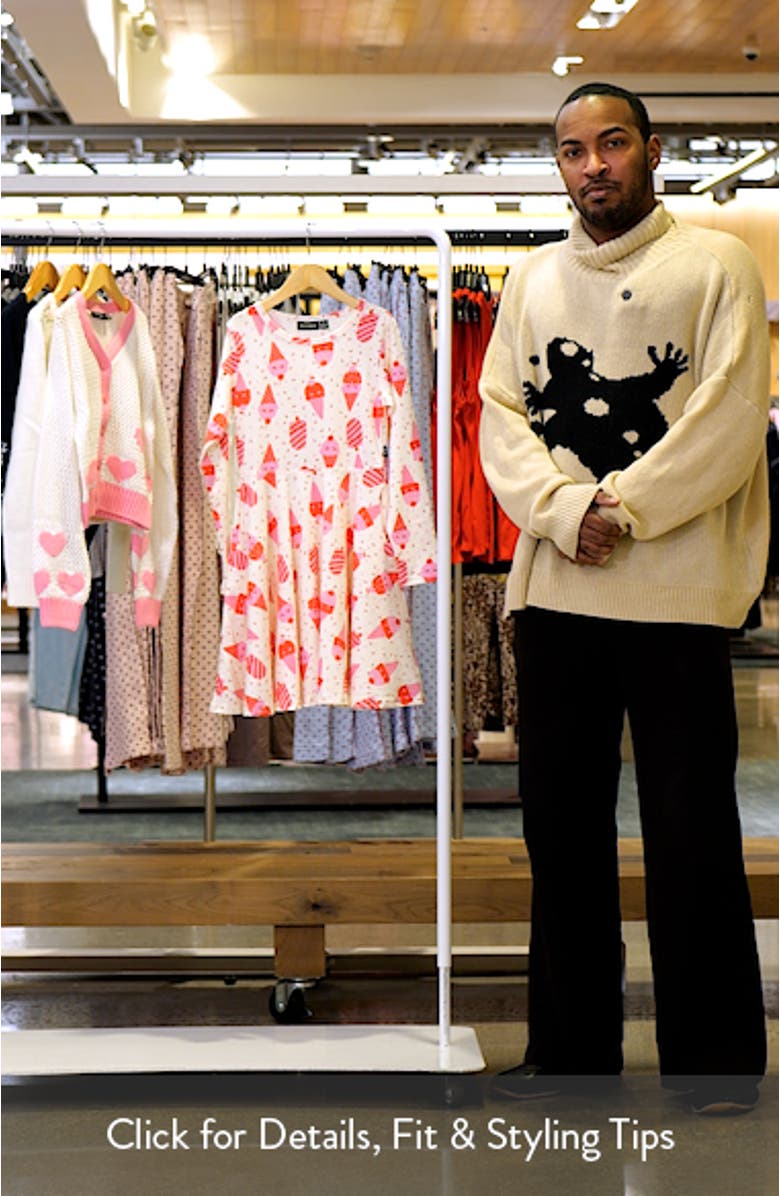 Kids' Fit & Flare Long Sleeve Stretch Cotton Dress, sales video thumbnail