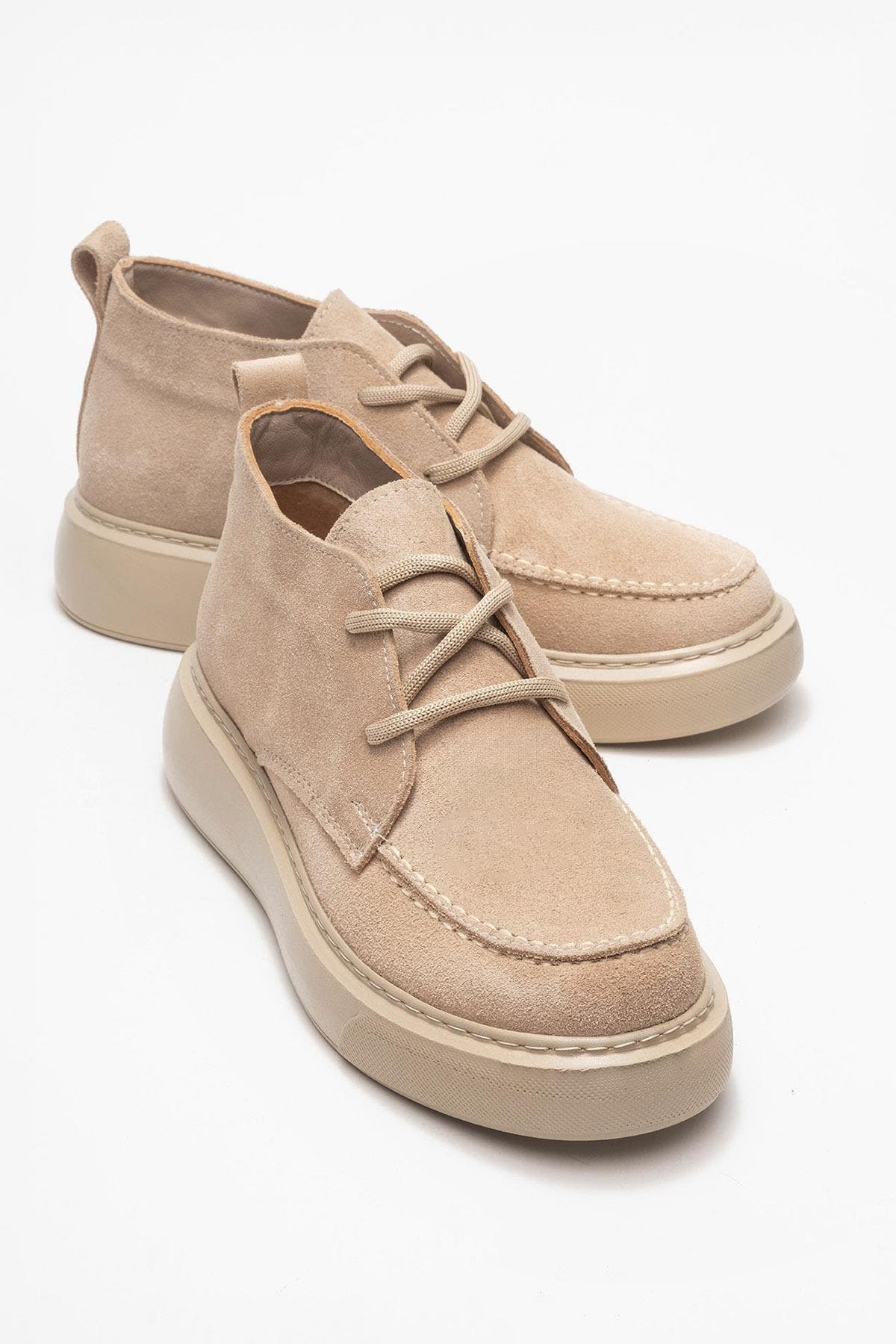Lilya Leather Chukka Boot, Alternate, color, Beige Suede Leather