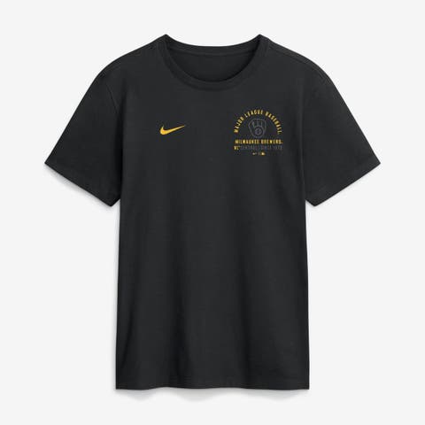 Men's Nike Black Milwaukee Brewers Split Logo T-Shirt