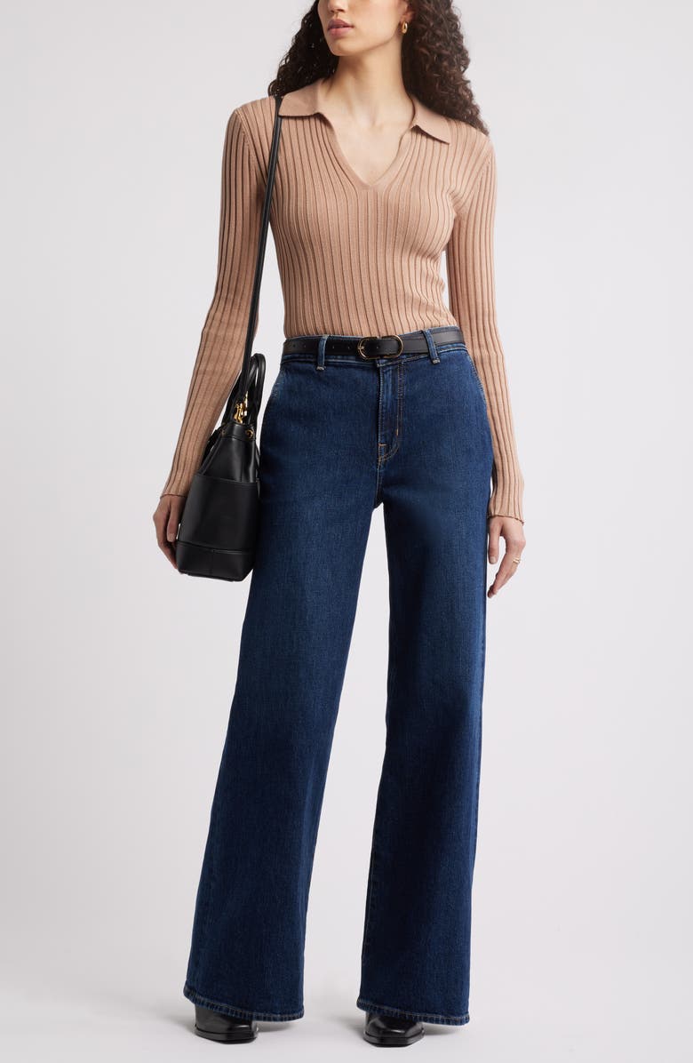 Nordstrom Johnny Collar Polo Sweater, Alternate, color, Tan Natural