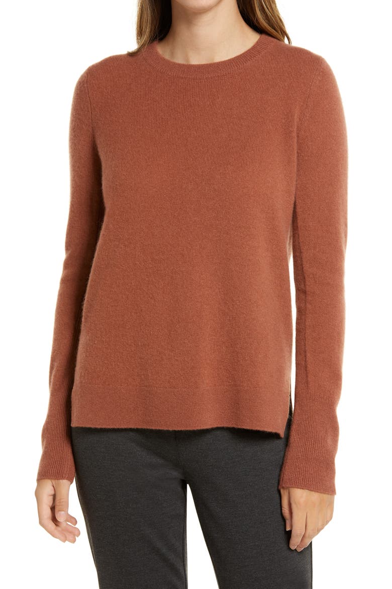 Crewneck Cashmere Sweater, Main, color, RUST SEQUOIA