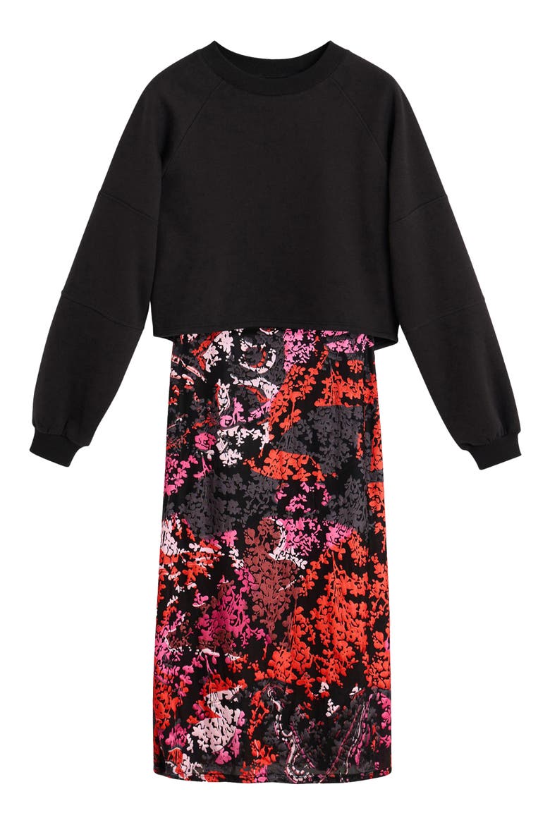 2-in-1 Dress & Sweater, Alternate, color, BLACK