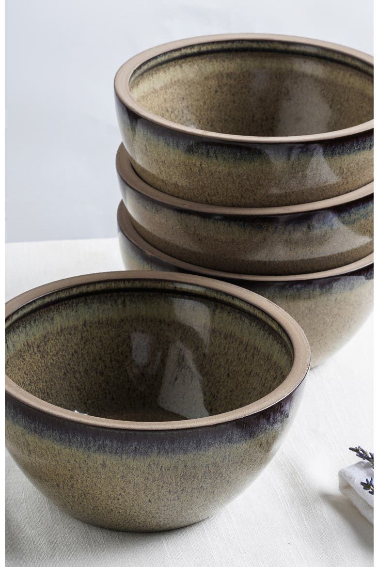 Tina Stoneware 4-Piece Bowl Set, Alternate, color, Green and Beige