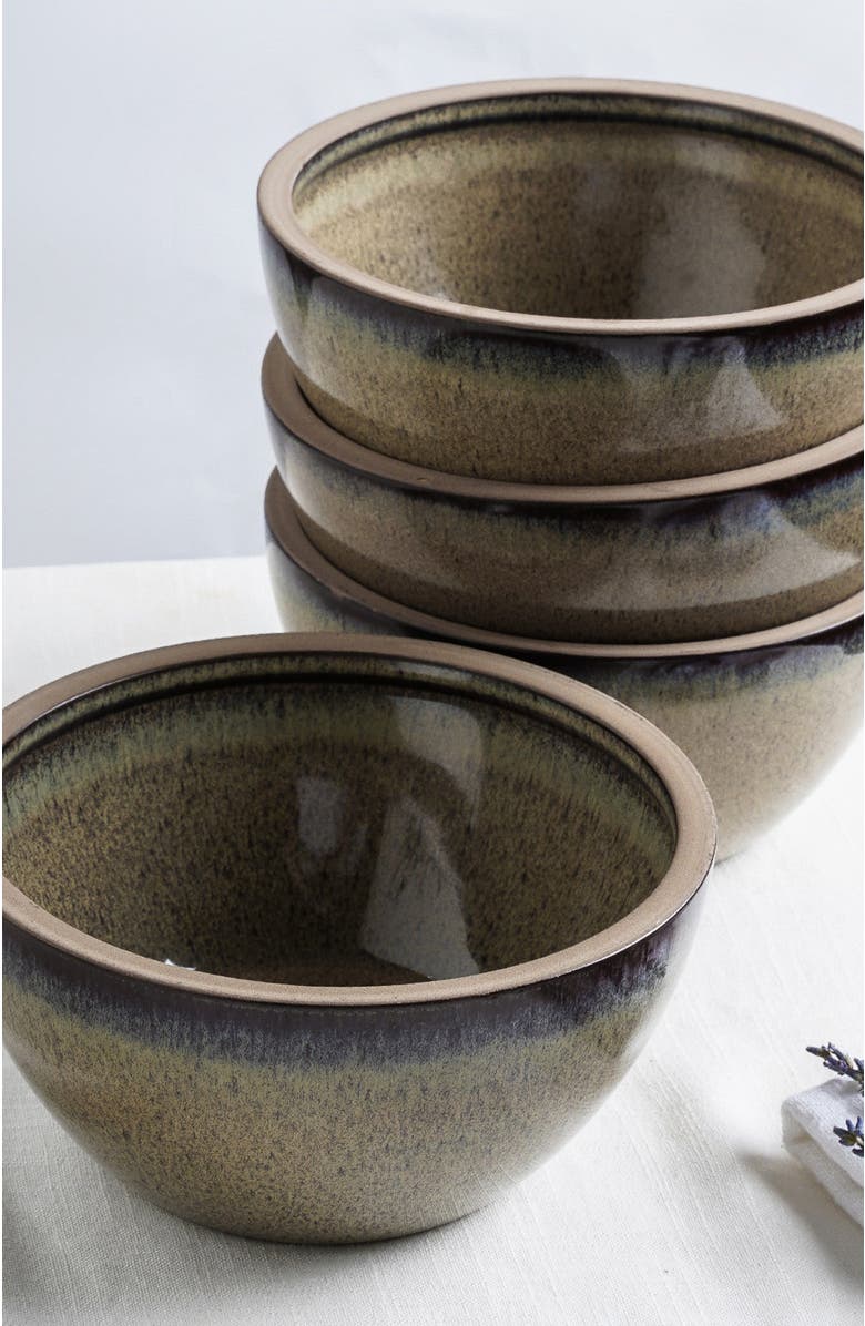 Stone Lain Tina Stoneware 4-Piece Bowl Set, Alternate, color, Green And Beige