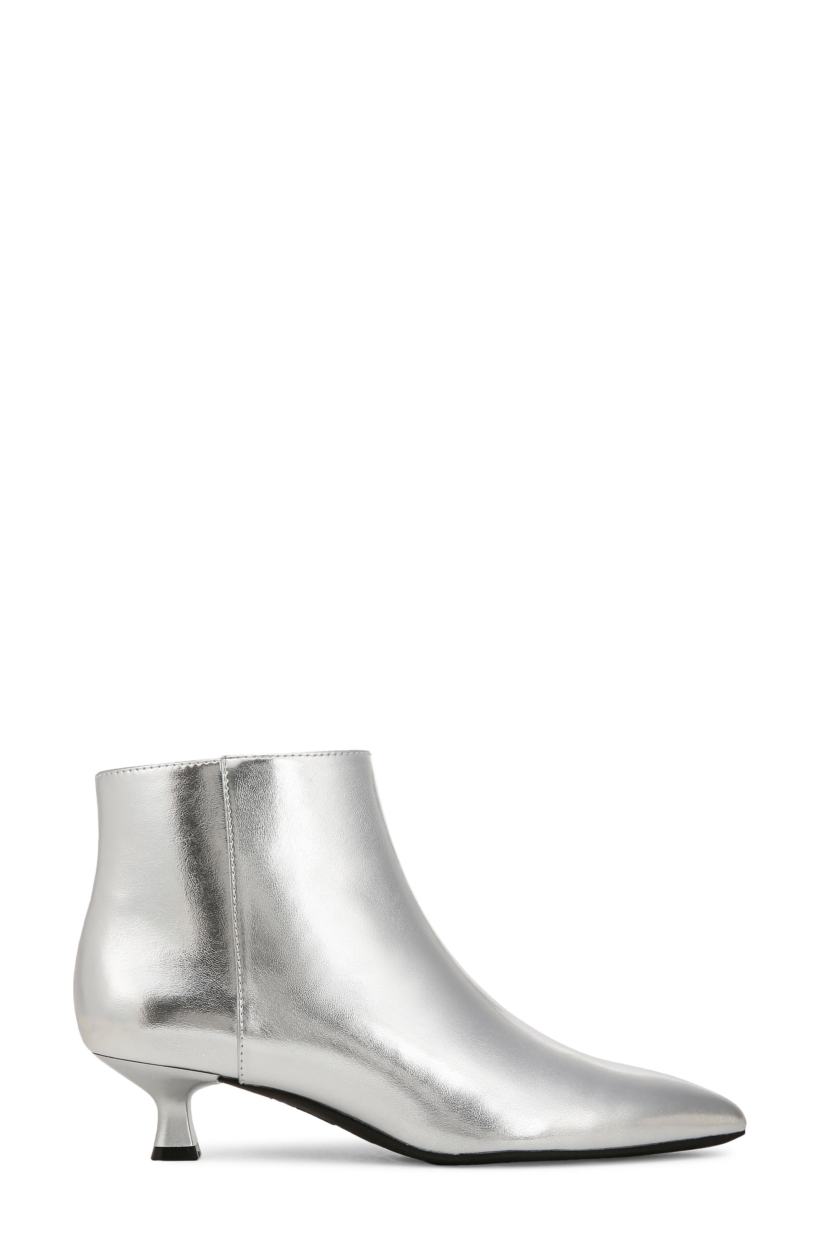LifeStride Maya Pointed Toe Kitten Heel Bootie, Alternate, color, Silver