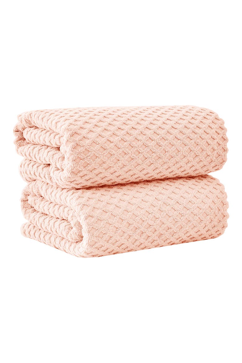 Diamond Waffle Textured 2-Piece Bath Sheet Set, Main, color, PINK