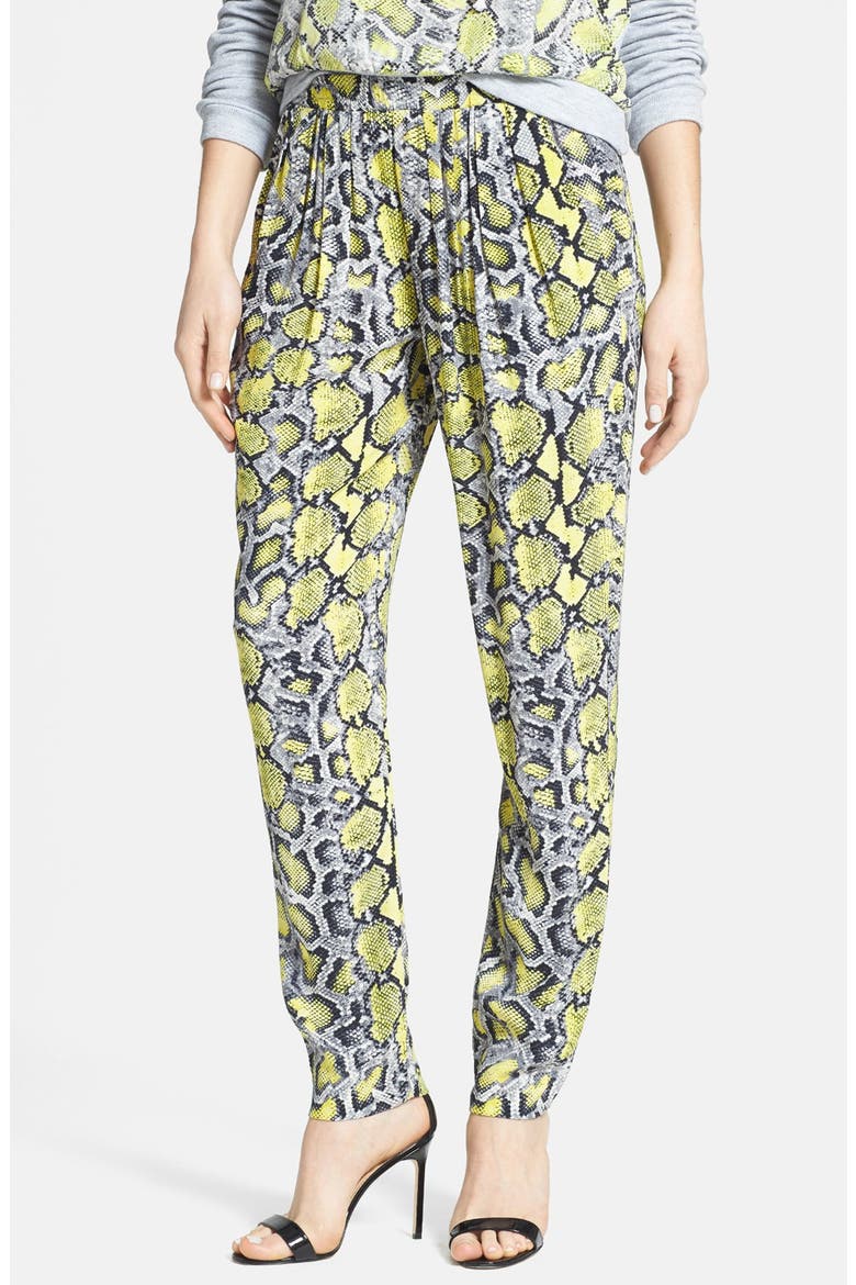 Front Pleat Crepe Track Pants, Main, color, PYTHON