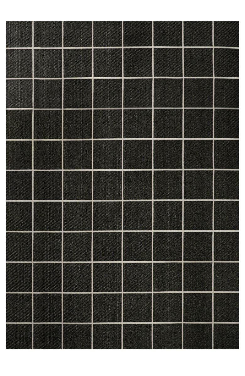 JONATHAN Y Grid Modern Squares Indoor/Outdoor Area Rug, Main, color, Black/Cream