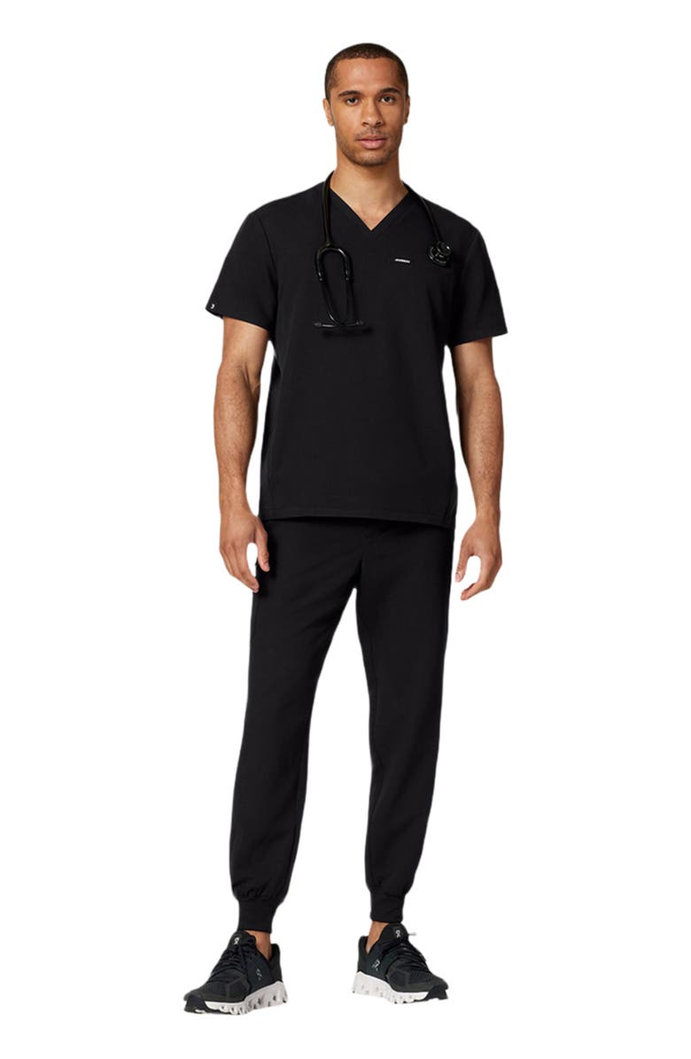 JAANUU Platt Men's 3-Pocket Classic V-Neck Scrub Top, Alternate, color, Black