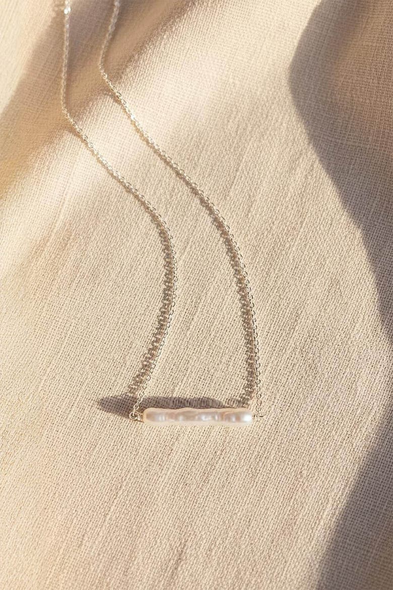Maris Pearl Bar Necklace, Alternate, color, Silver