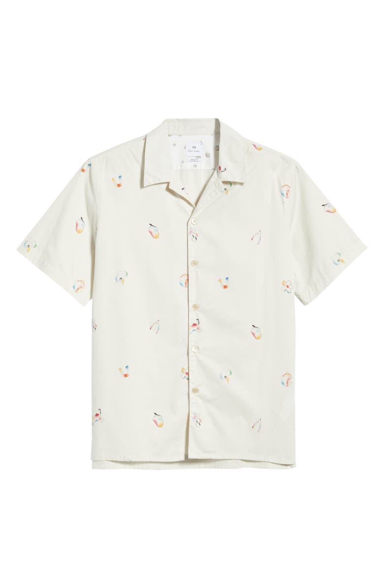 PS Paul Smith Casual Fit Print Cotton Camp Shirt, Alternate, color, Off White