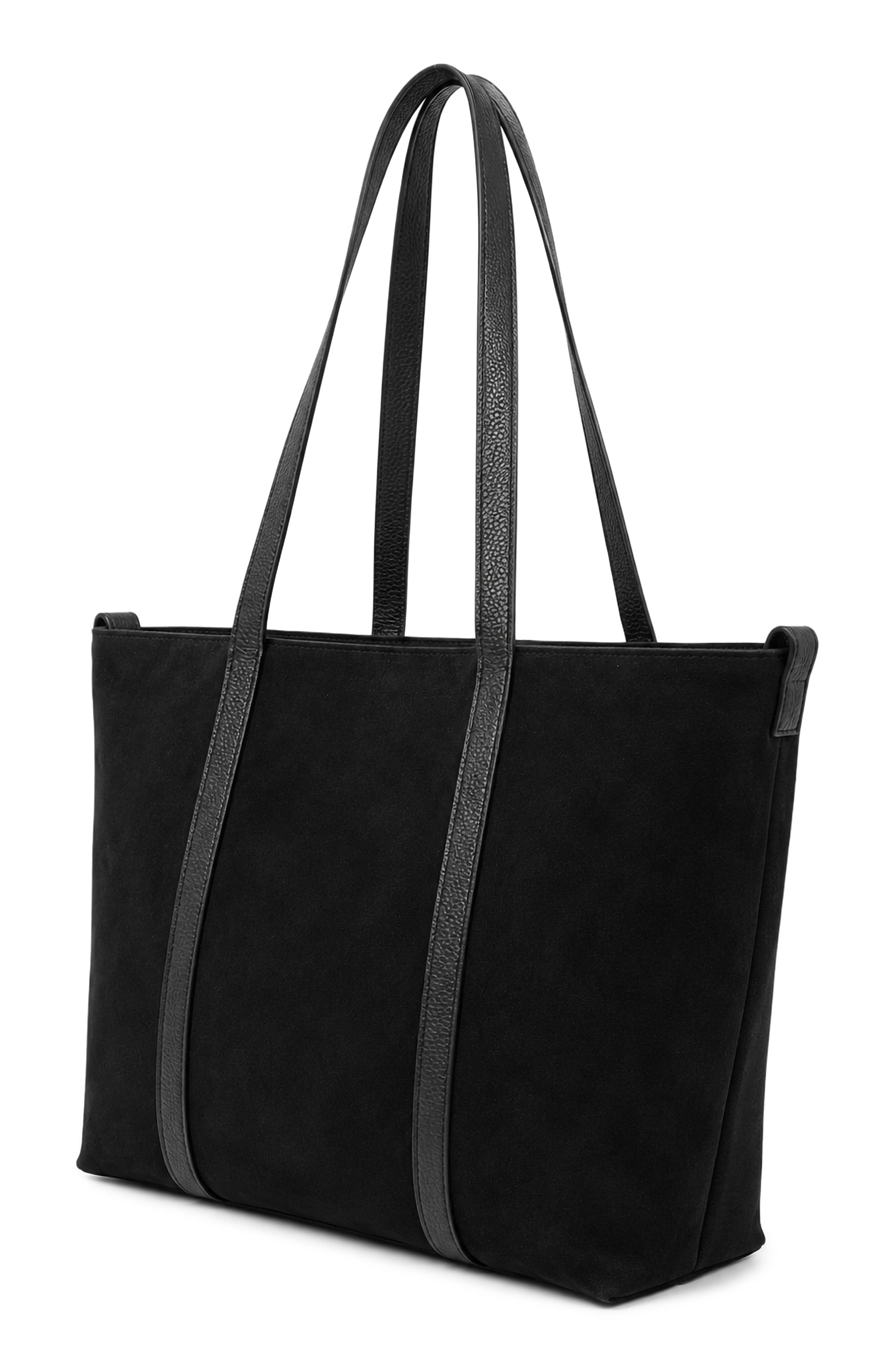 Emelie Suede Tote, Alternate, color, BLACK
