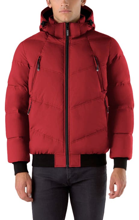 Men red bubble coat best sale