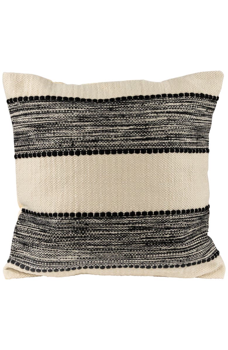 Northlight 20" Black and Cream Textured Block Handloom Woven Outdoor Square Throw Pillow, Main, color, Black