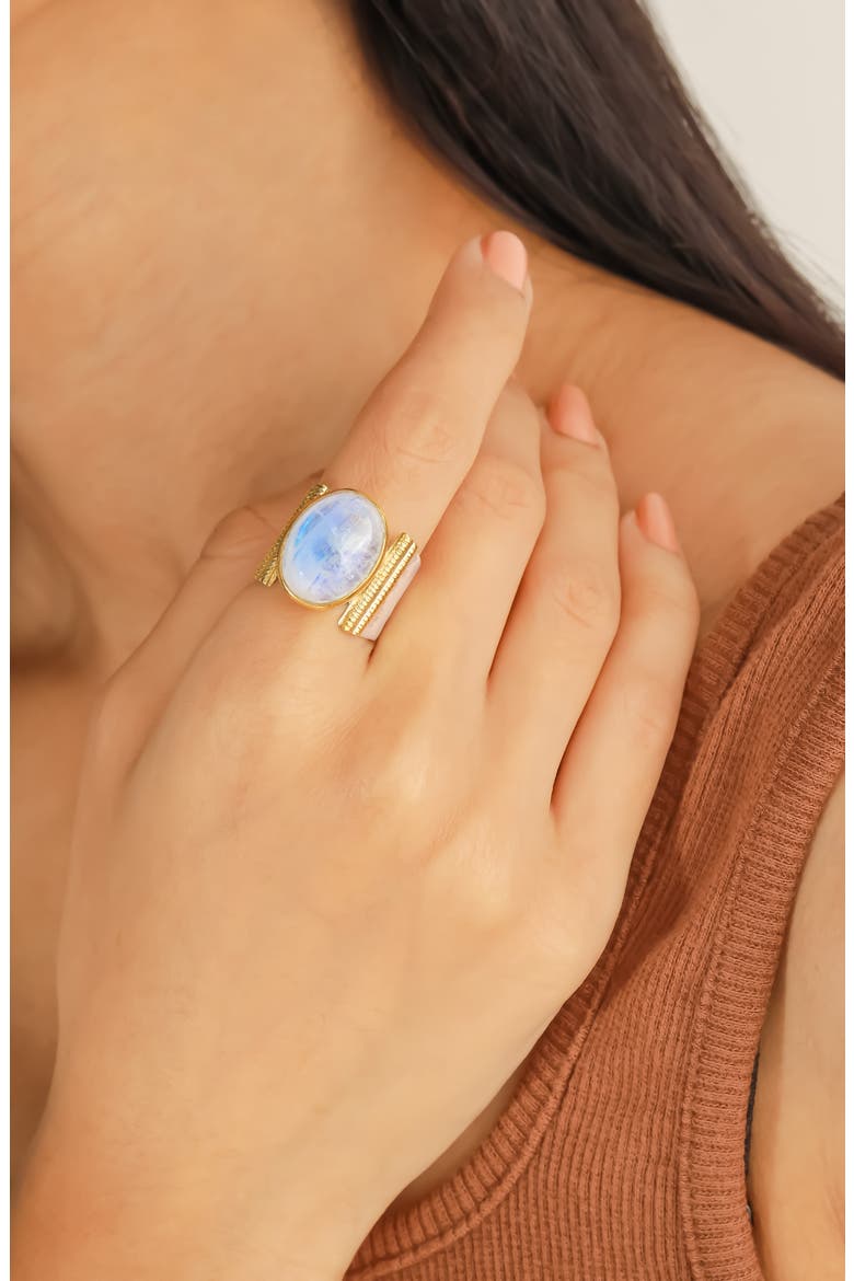 Oval Gemstone Ring, Alternate, color, BLUE