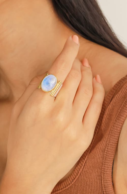 Ys Gems Oval Gemstone Ring In Blue