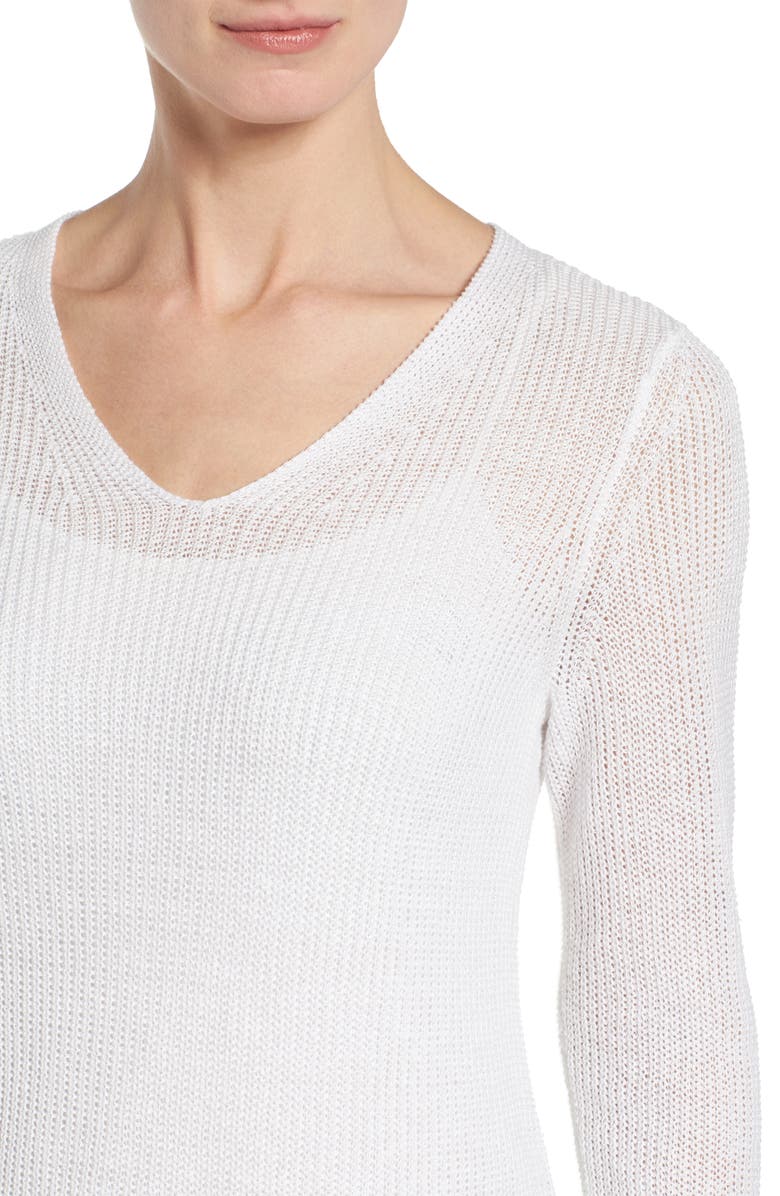 Eileen Fisher V-Neck Organic Linen Sweater, Alternate, color,