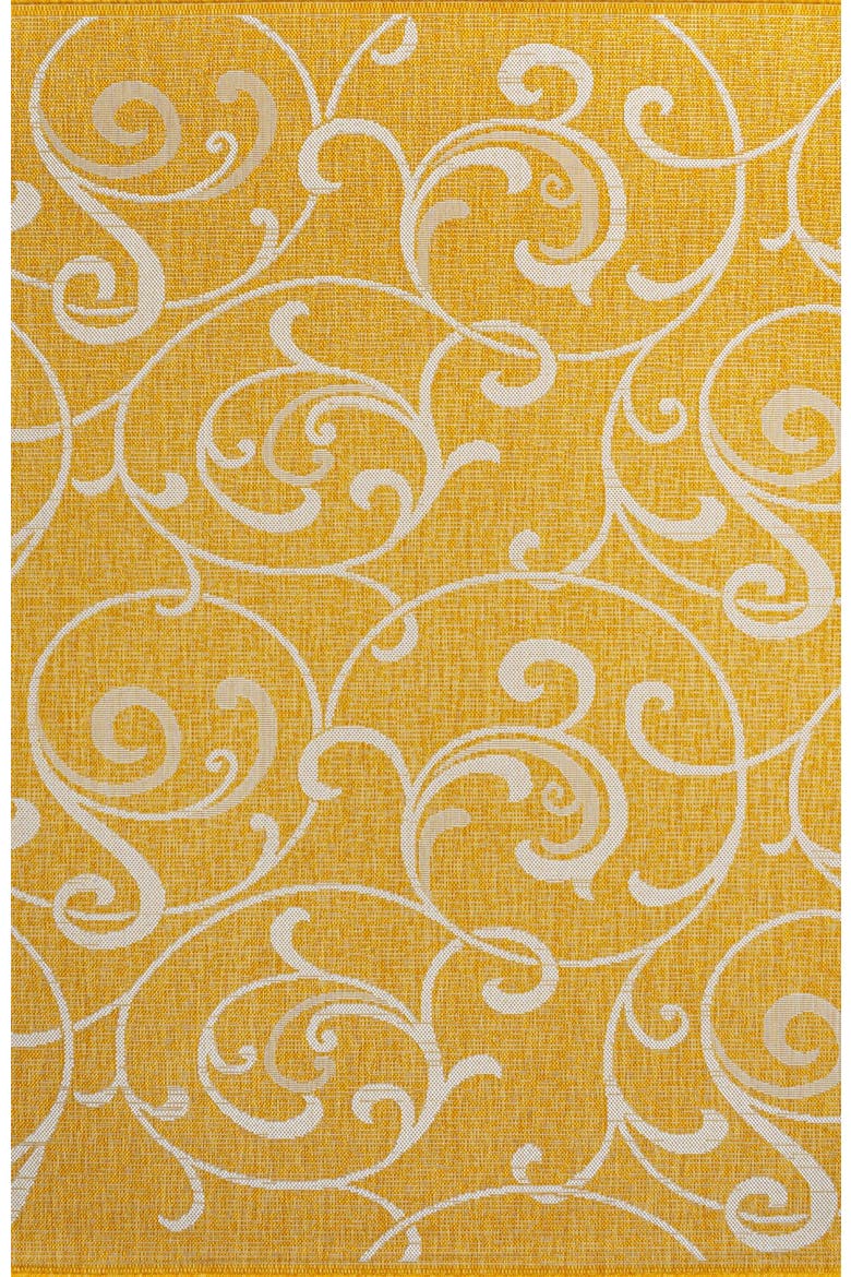 Maribel Traditional Classic All-Over Scroll Indoor/Outdoor Area Rug, Main, color, Yellow/Cream