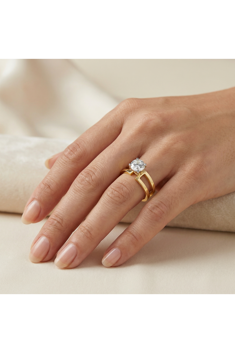 Certified 2ct Round Solitaire Lab Grown Diamond Engagement Ring 14K Gold, Alternate, color, 14k Yellow Gold