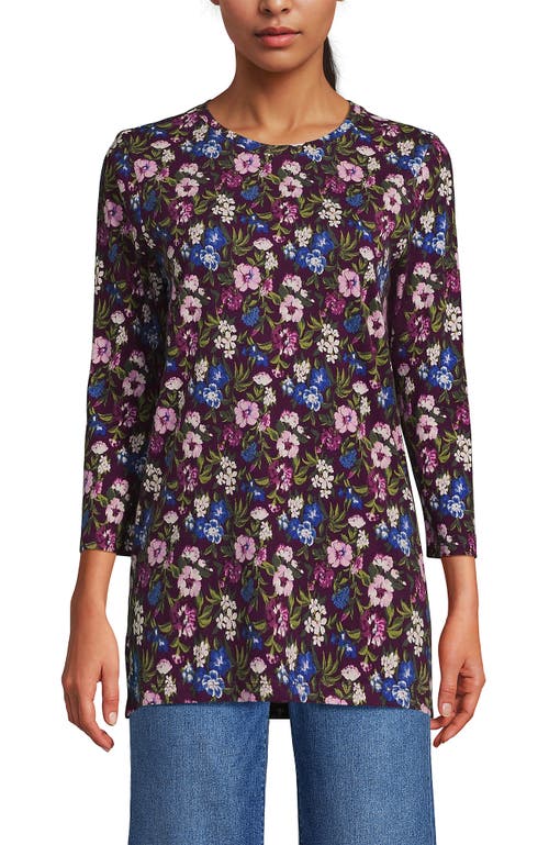 Lands' End 3/4 Sleeve Cotton Supima Tunic In Purple