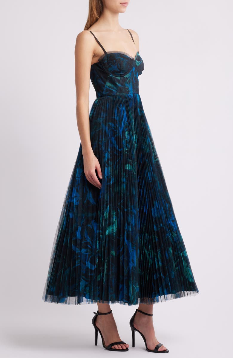 Hutch Corset Pleated Maxi Dress, Alternate, color, Dark Blue Floral