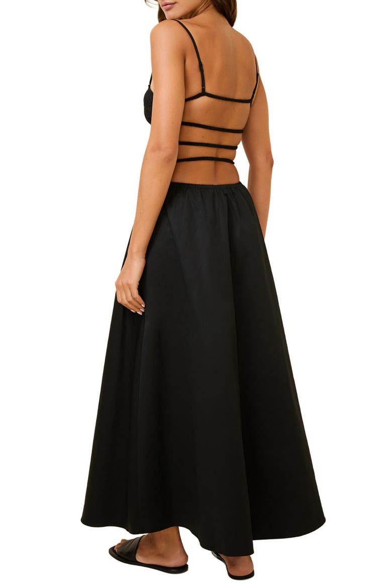 The Delta Smocked Cotton Maxi Sundress, Alternate, color, BLACKOUT