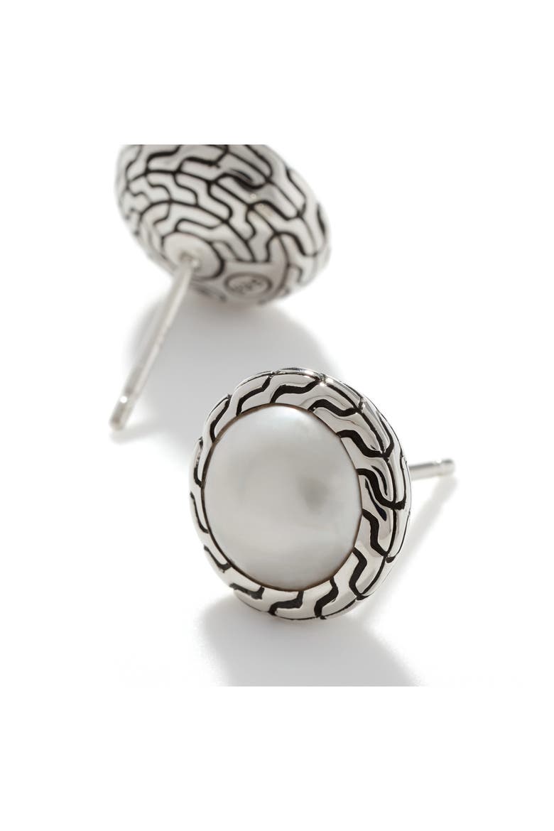 Classic Chain Mabé Pearl Stud Earrings, Alternate, color, WHITE